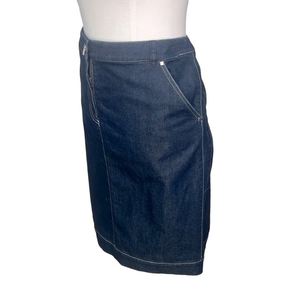 Lafayette 148 New York Toggle Closure Denim Skirt - Picture 2 of 6